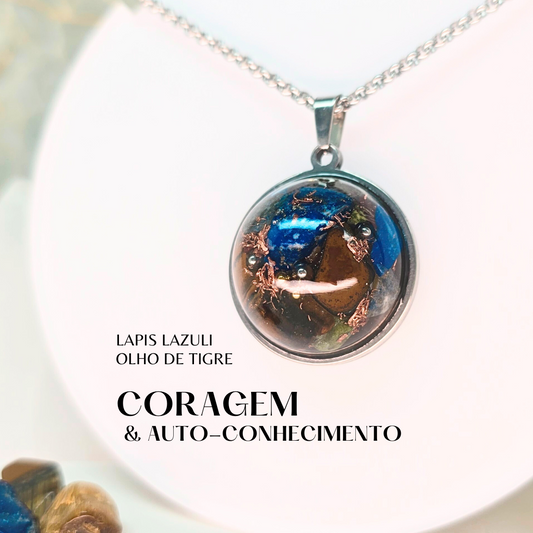 Autoconhecimento e Coragem | Orgonite com Lápis Lazuli e Olho de Tigre